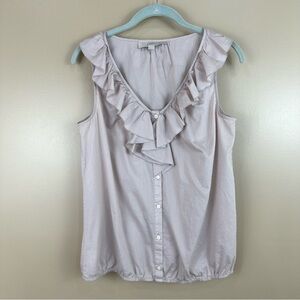 Ann Taylor Loft Ruffled Button-Front Sleeveless Blouse Small Soft Lilac Feminine
